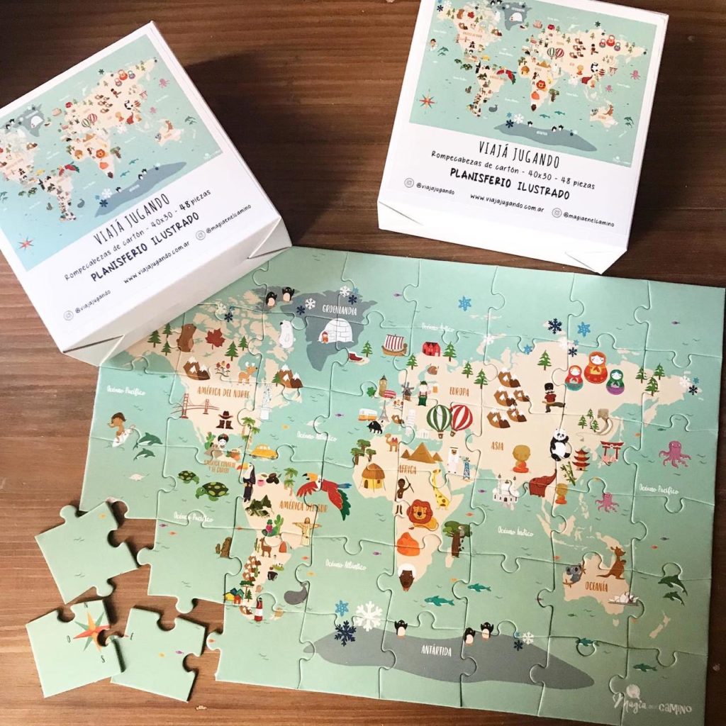 Rompecabezas del mundo MAPAMUNDI ilustrado (48 piezas) Magia en el Camino